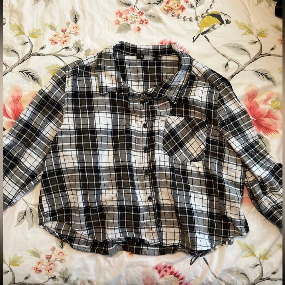 Crop Button Down Plaid Flannel